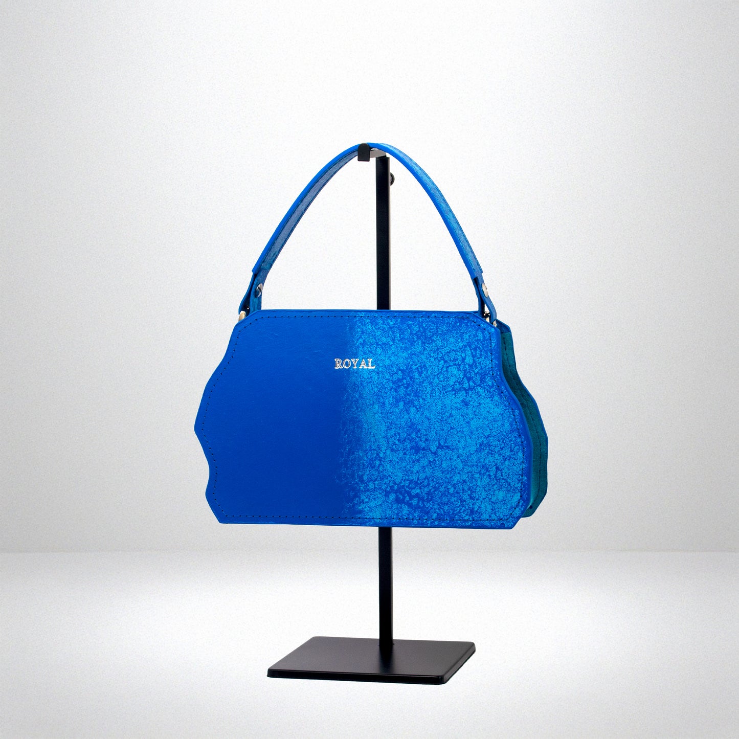 Victorious personalized leather crossbody bag, top handle view