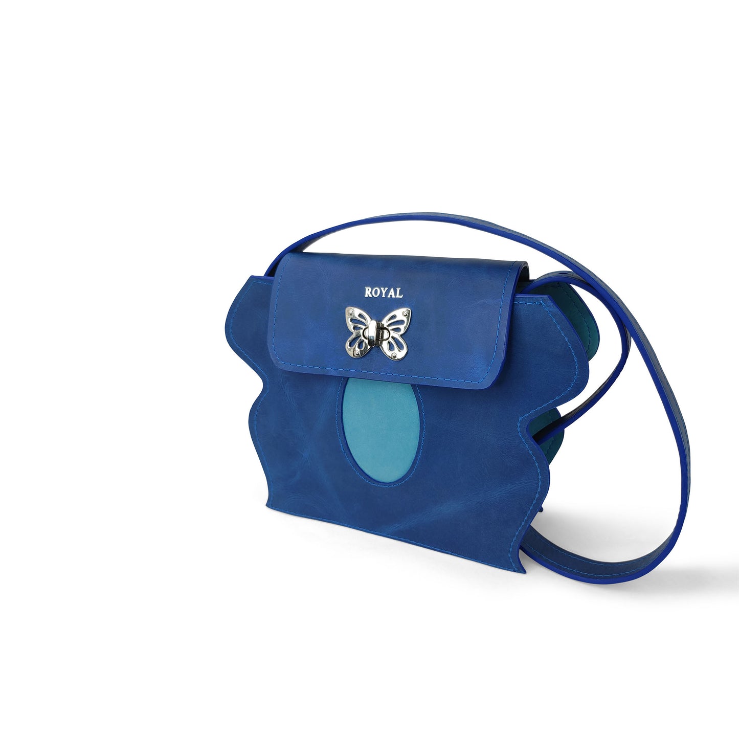 Love handmade full-grain crossbody bag, side angle view