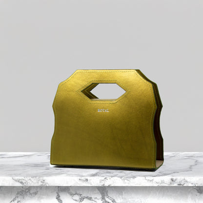 Meek handcrafted leather satchel, front view