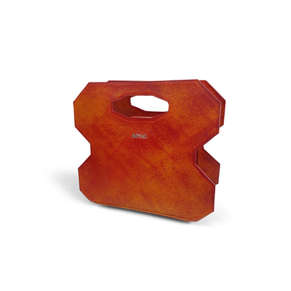 Miracle handcrafted leather purse, angled artisan profile