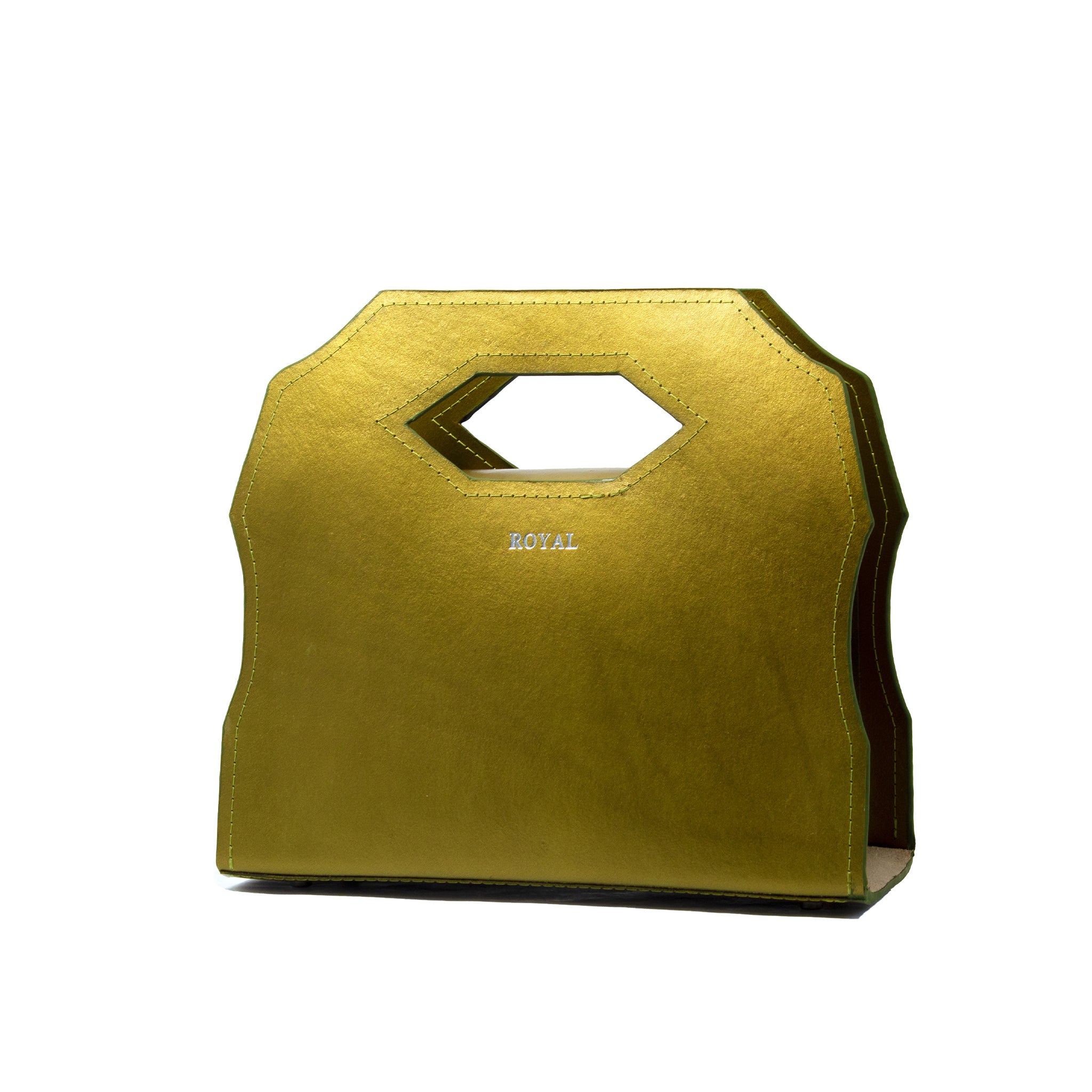 Unique handcrafted leather handbag with creative structured design for the minimalist individual