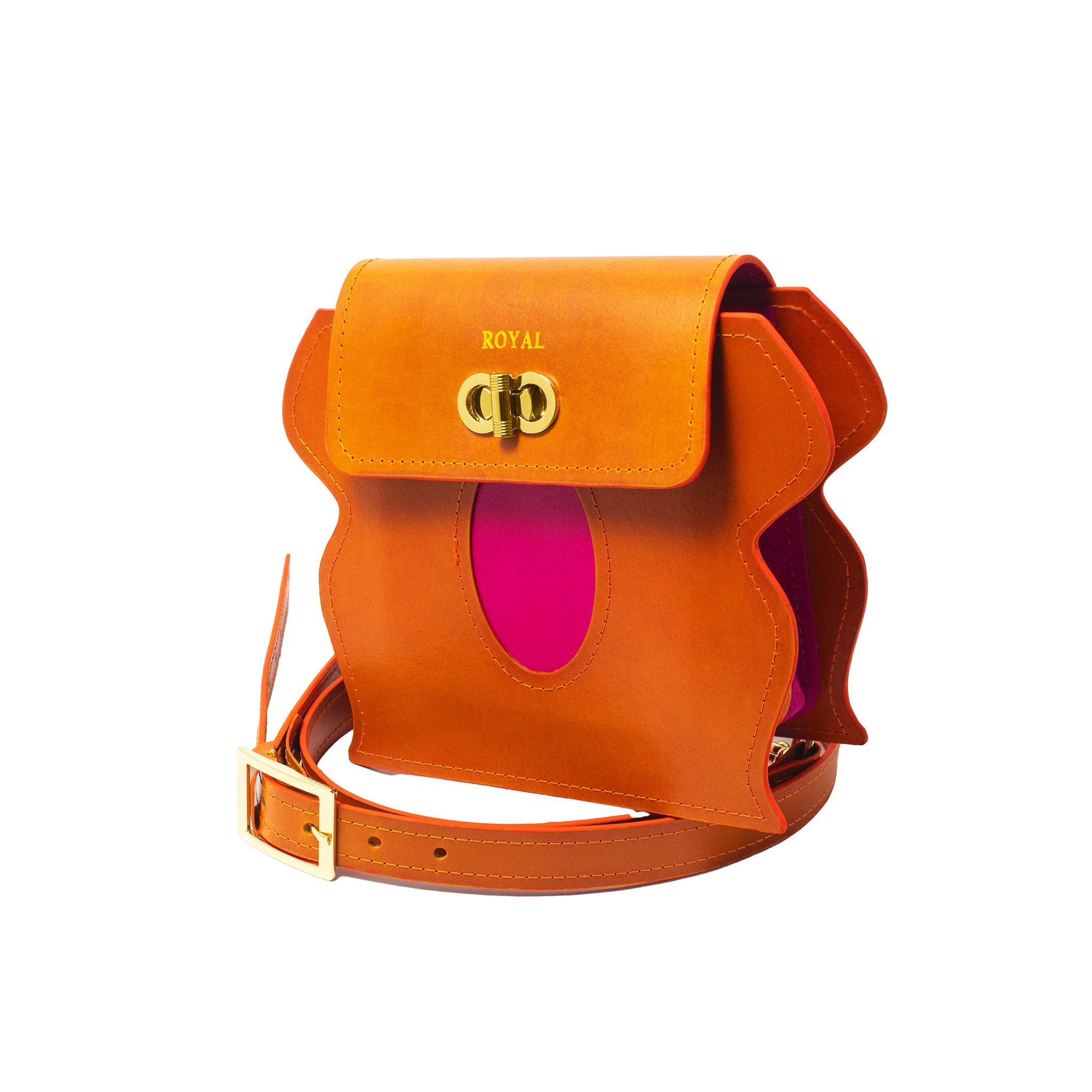 Leather crossbody purse with adjustable custom strap, handcrafted in full‑grain leather